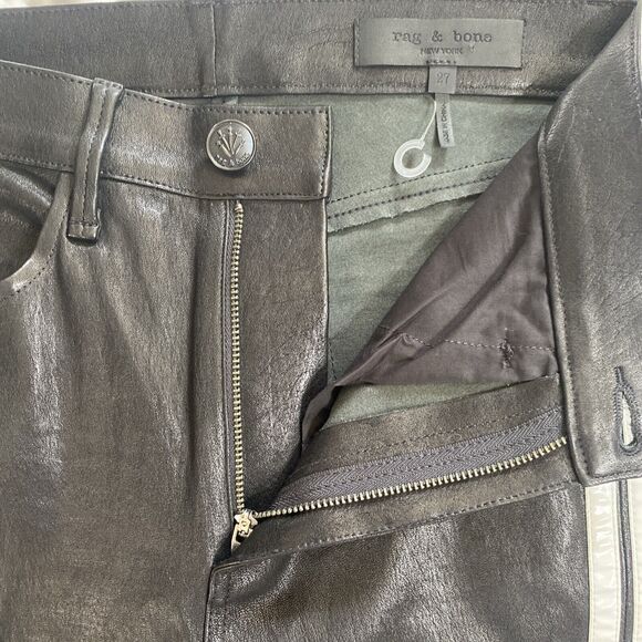 NWOT rag & bone | Black 100% Lamb Leather Jeans/Pants w/ White Stripes - Size 27 - Picture 12 of 12